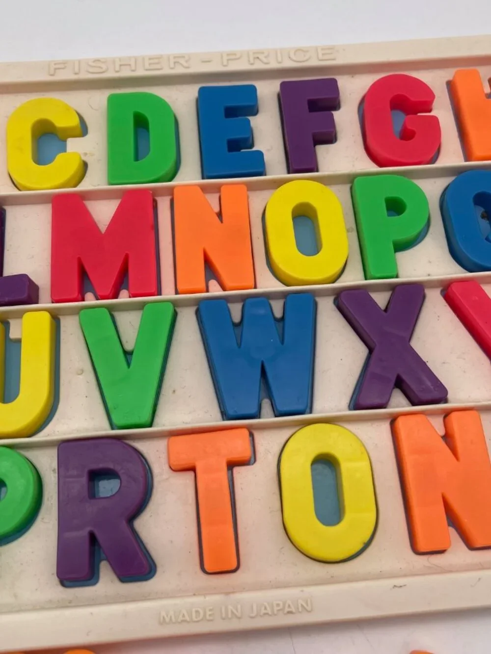 Vtg Fisher Price School Alphabet Tray Magnetic Letters Complete T21